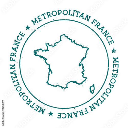 France vector map. Retro vintage insignia with country map. Distressed visa stamp with France text wrapped around a circle and stars. USA state map vector illustration.