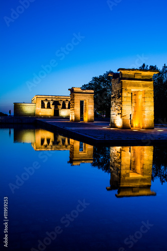 debod temple at blue hour