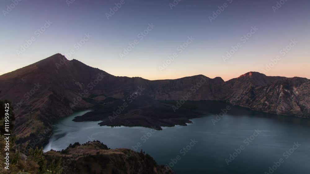 indonesian active volcano mount rinjani,the second highest volcano in indonesia timelapse from night to day indonesian active volcano mount rinjani,the second highest volcano in indonesia timelapse from night to day