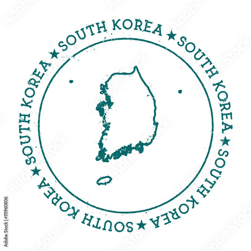 Korea, Republic of vector map. Retro vintage insignia with country map. Distressed visa stamp with Korea, Republic of text wrapped around a circle and stars. USA state map vector illustration.