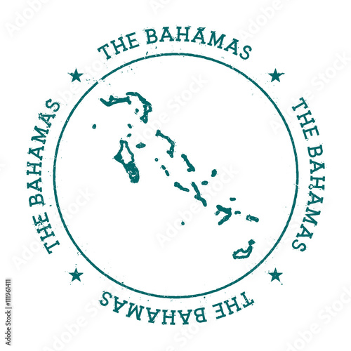 Bahamas vector map. Retro vintage insignia with country map. Distressed visa stamp with Bahamas text wrapped around a circle and stars. USA state map vector illustration.