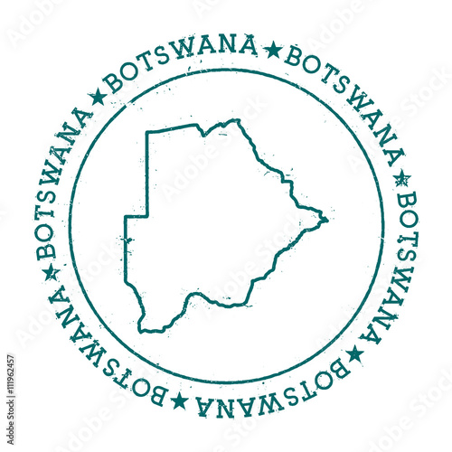 Botswana vector map. Retro vintage insignia with country map. Distressed visa stamp with Botswana text wrapped around a circle and stars. USA state map vector illustration.