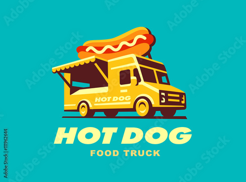 Hot dog. Food Truck concept . Vector illustration
