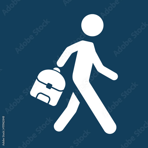 pupil student schoolboy with backpack icon on color background