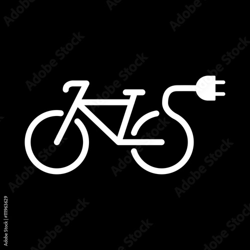 electro bicycle bike e-bike icon on black background