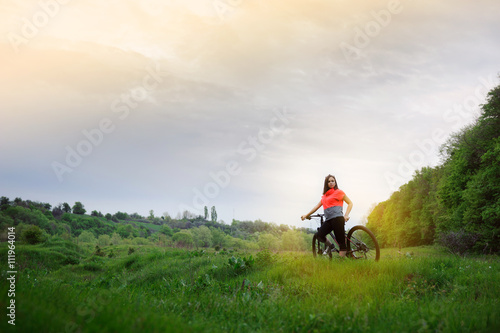 A girl riding a bike
