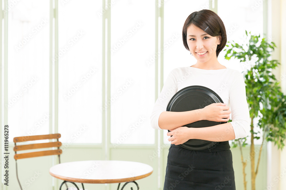 portrait of asian waitress in the cafe portrait of asian waitress in the cafe