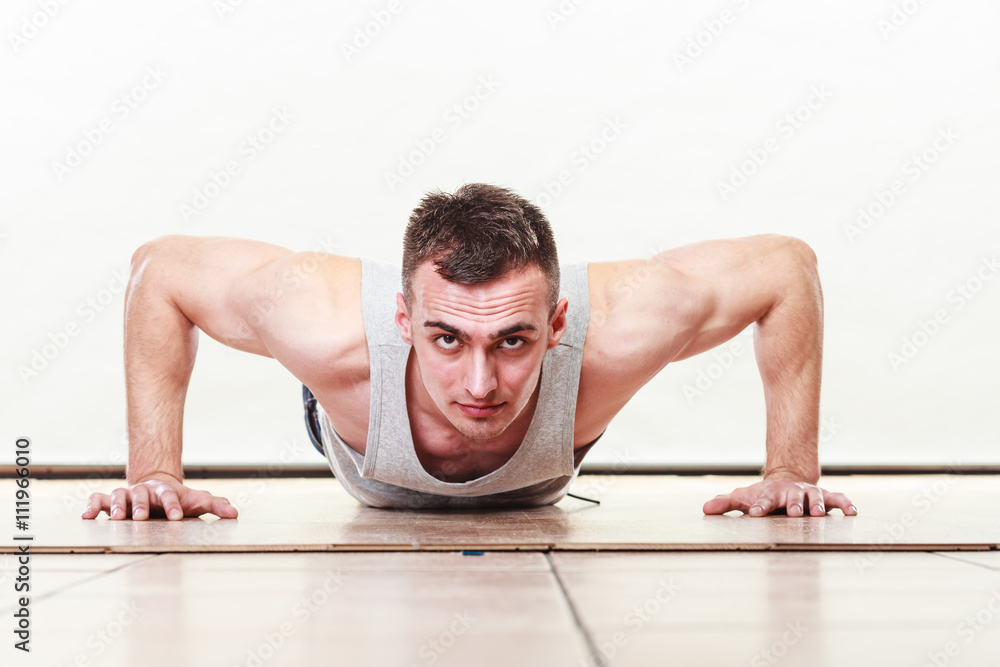 Sports man making pushups, Sports man making pushups,
