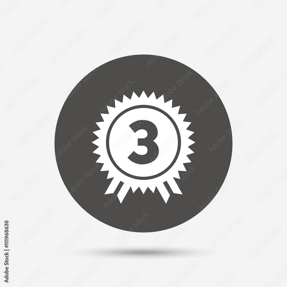 Naklejka premium Third place award sign icon. Prize for winner.