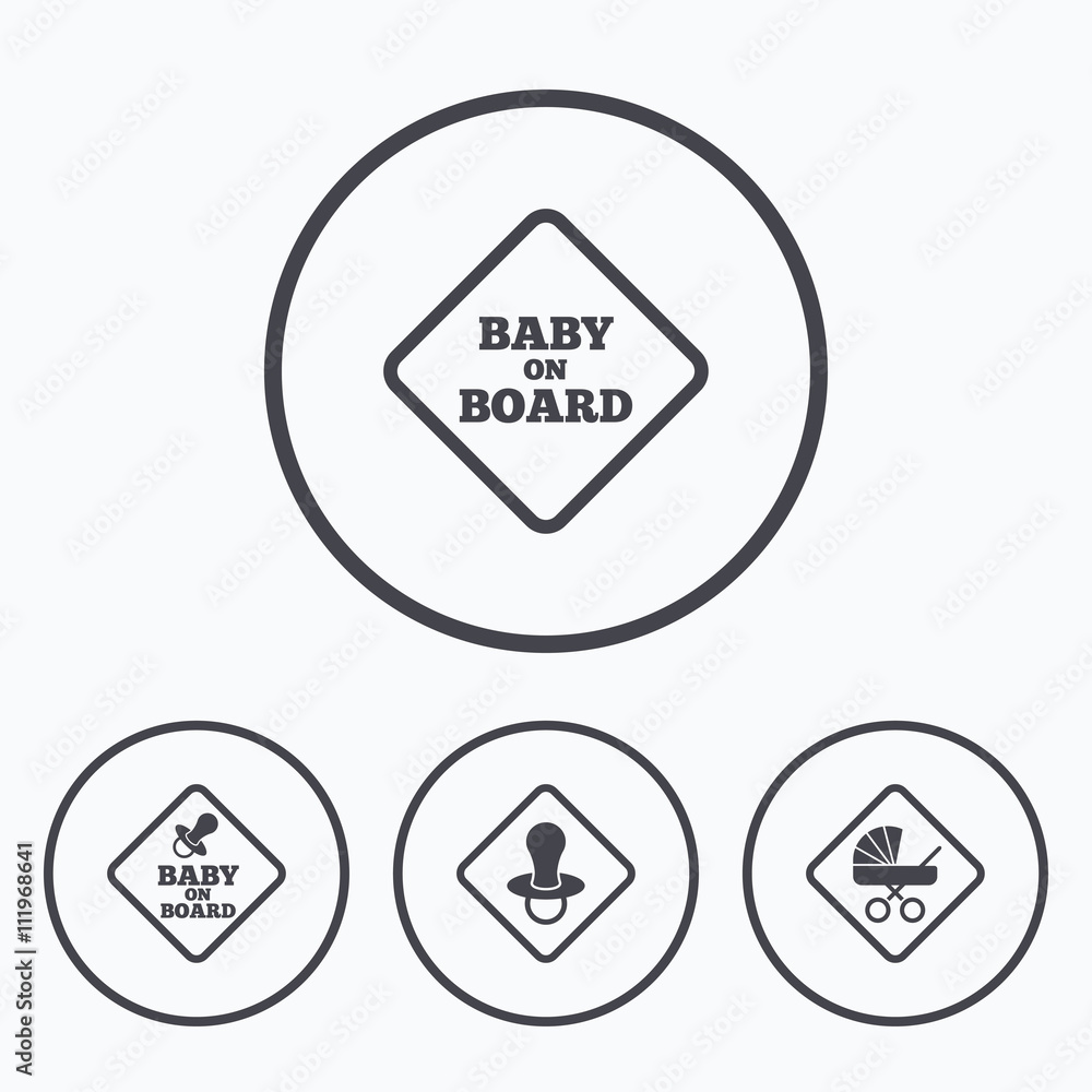 Baby on board icons. Infant caution signs. Baby on board icons. Infant caution signs.