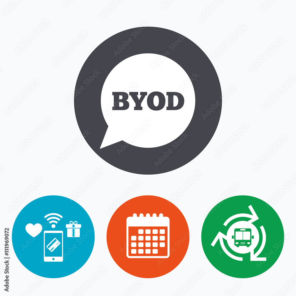 BYOD sign icon. Bring your own device symbol. BYOD sign icon. Bring your own device symbol.