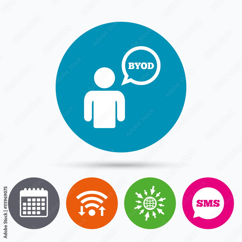 BYOD sign icon. Bring your own device symbol. BYOD sign icon. Bring your own device symbol.