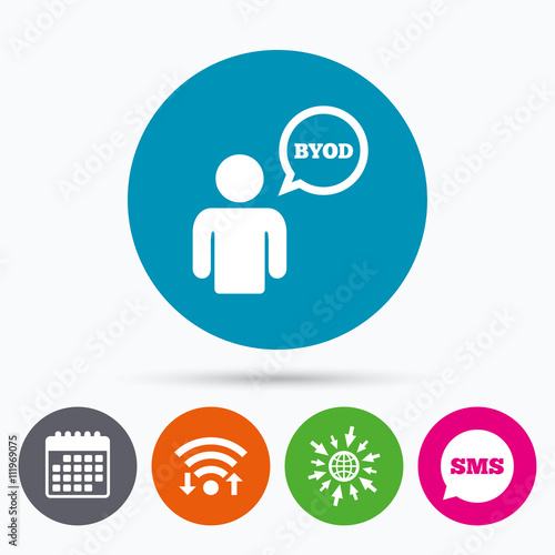 BYOD sign icon. Bring your own device symbol.