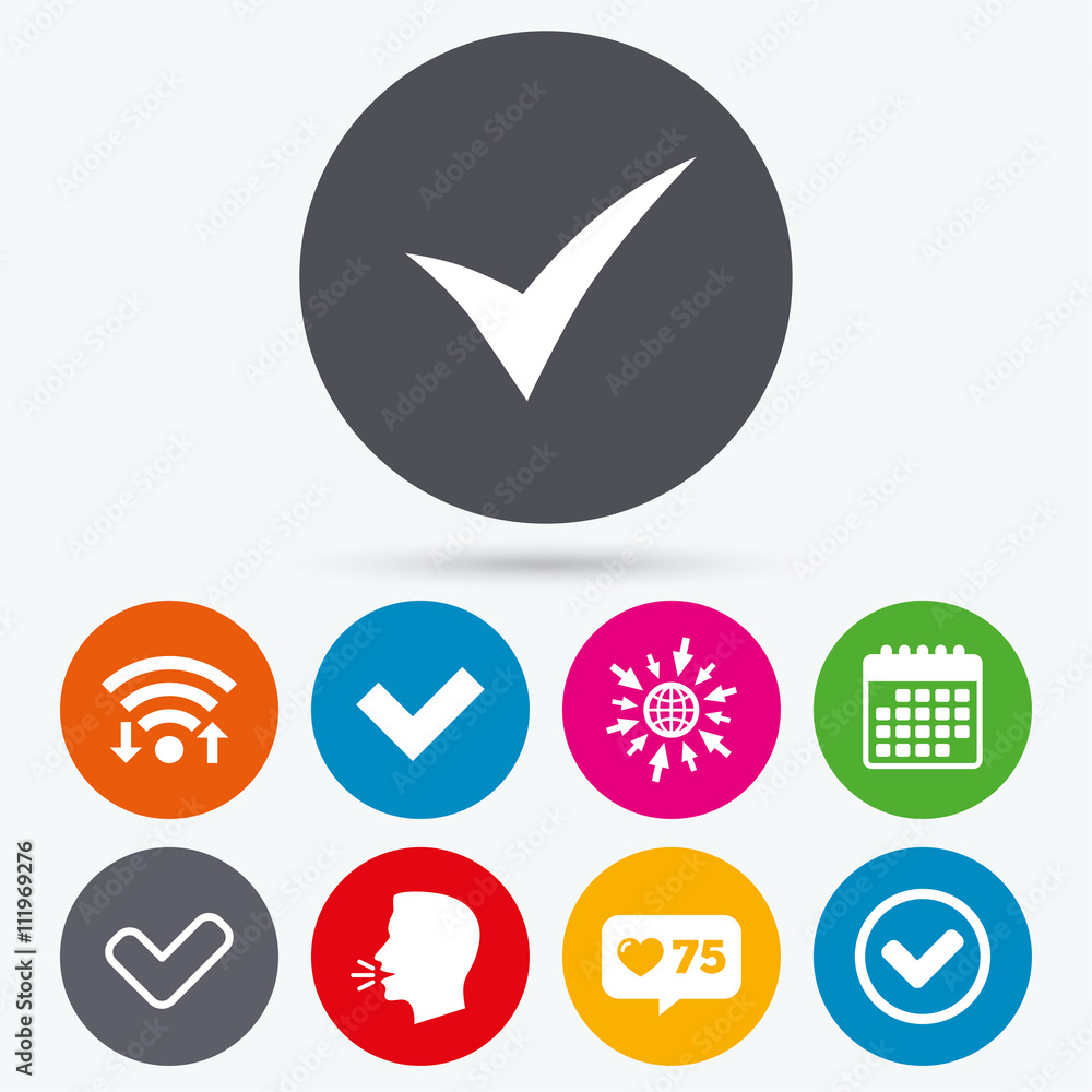 Check signs. Checkbox confirm icons. Check signs. Checkbox confirm icons.