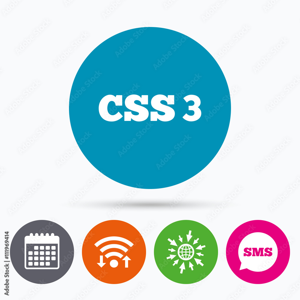 CSS3 sign icon. Cascading Style Sheets symbol. CSS3 sign icon. Cascading Style Sheets symbol.