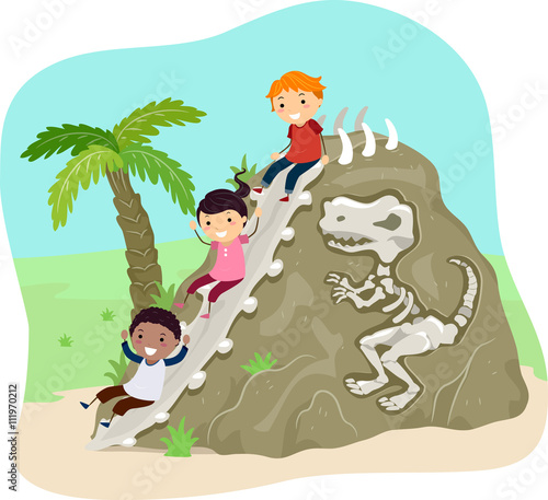 Stickman Kids Fossil Slide