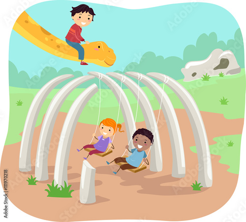 Stickman Kids Fossil Swing