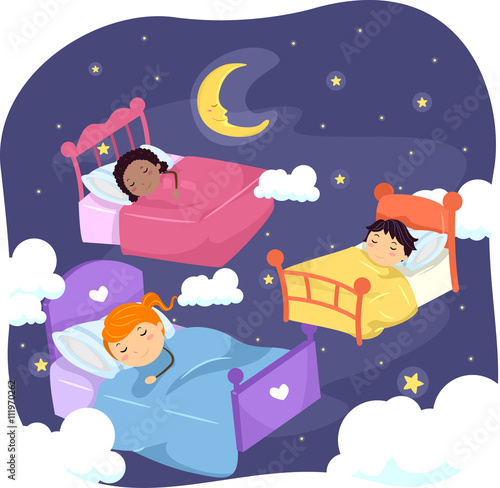 Stickman Kids Bed Night Sky