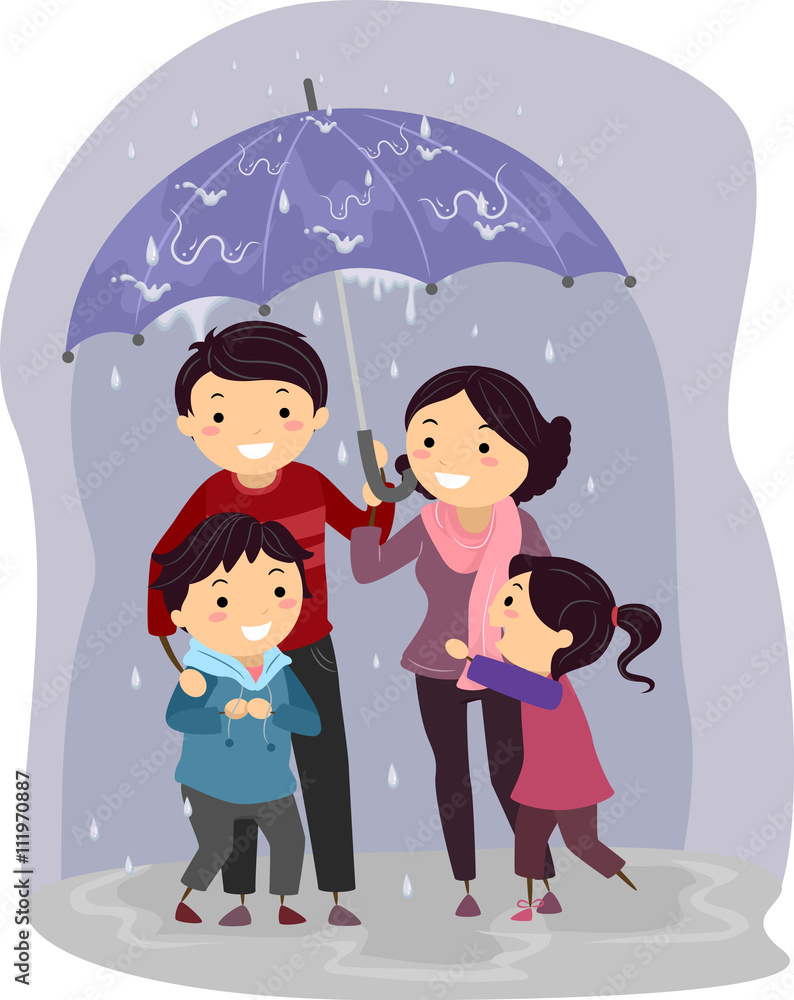 Stickman Family Umbrella Rain Stickman Family Umbrella Rain