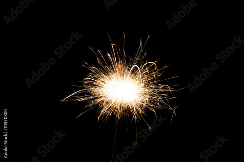 Sparkler on black background  close-up