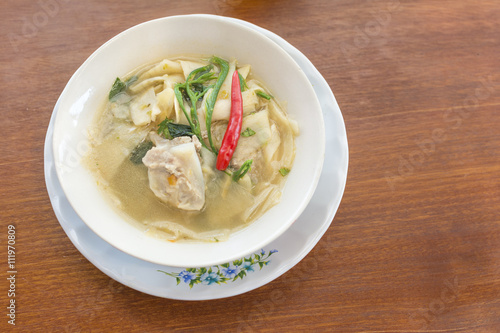 baby bamboo and pork mixed vegetable Shoot Soup the traditional delicious Northeastern Style Thai food.
