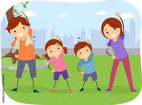 Stickman Family Outdoor Exercise