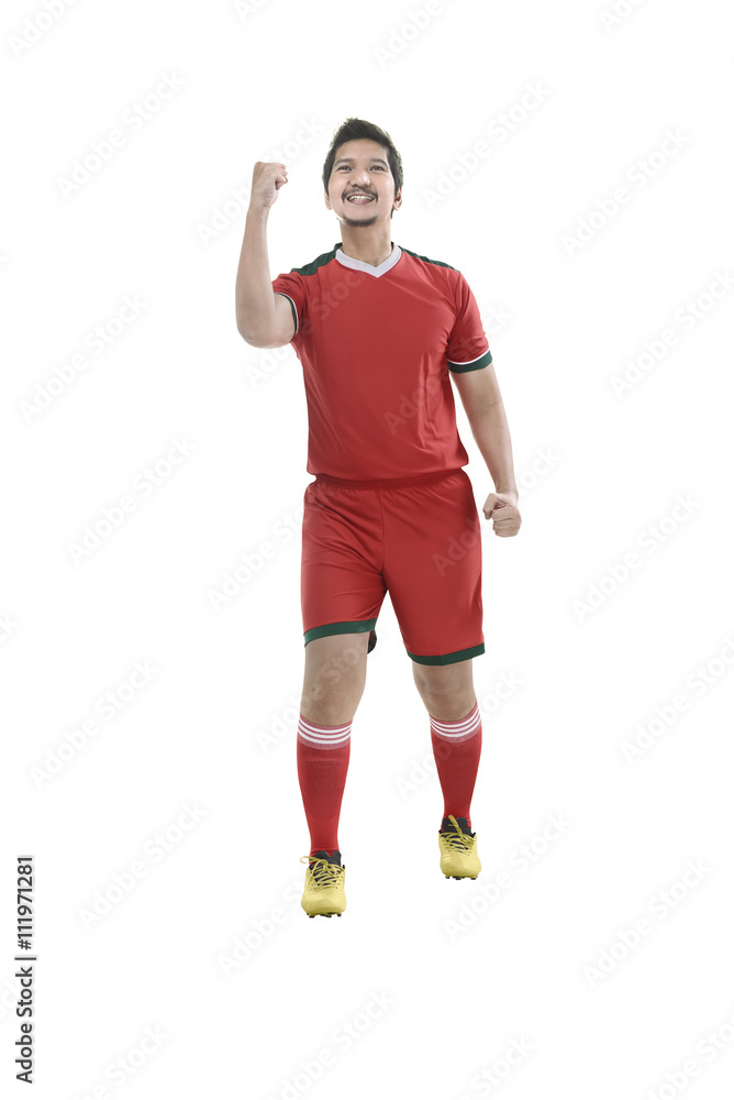 Winning football player after scoring Winning football player after scoring
