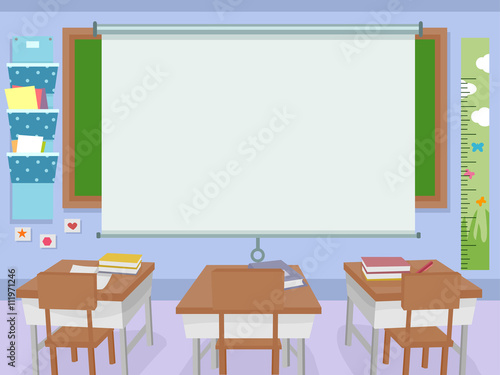Projector Screen Classroom Interior