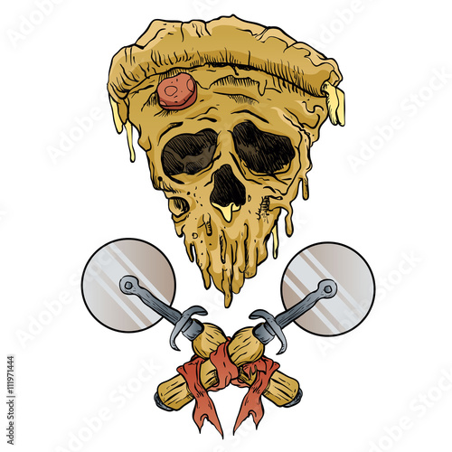 skull pizza slice.vector illustration.