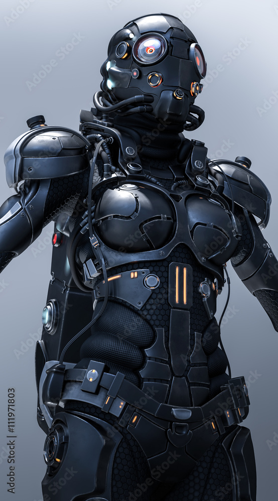 3D rendering cyborg girl 3D rendering cyborg girl