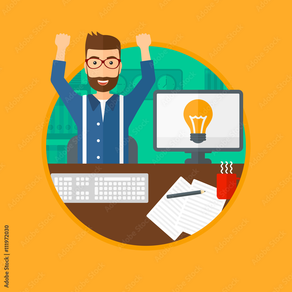 Creative excited man having business idea. Creative excited man having business idea.