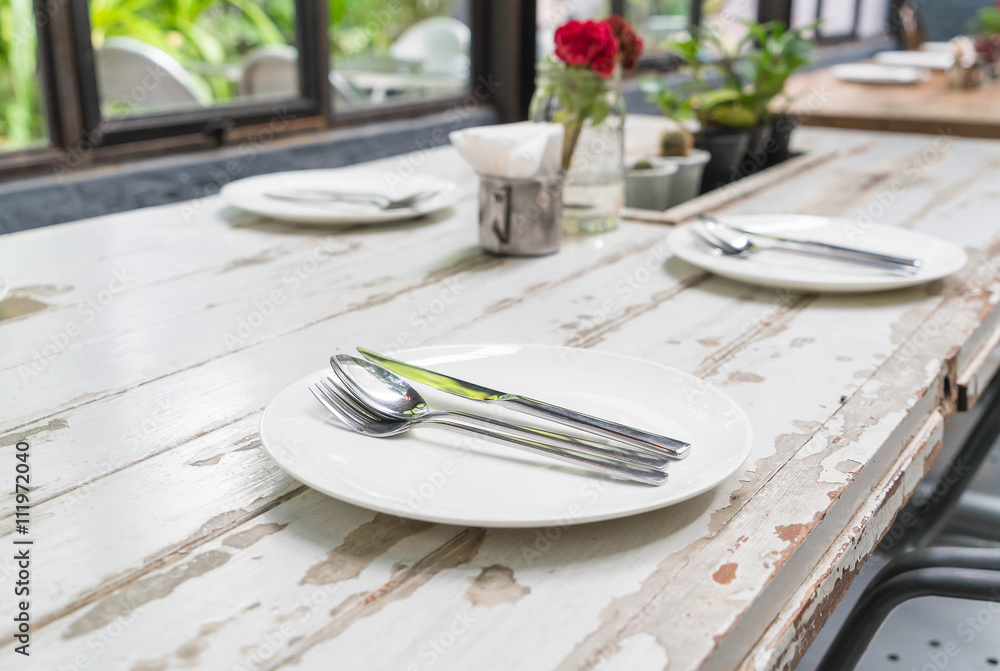Fototapeta premium table set on dinning table