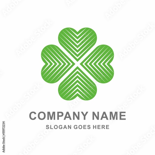 Medical Pharmacy Green Leaf Clover Vector Logo Template