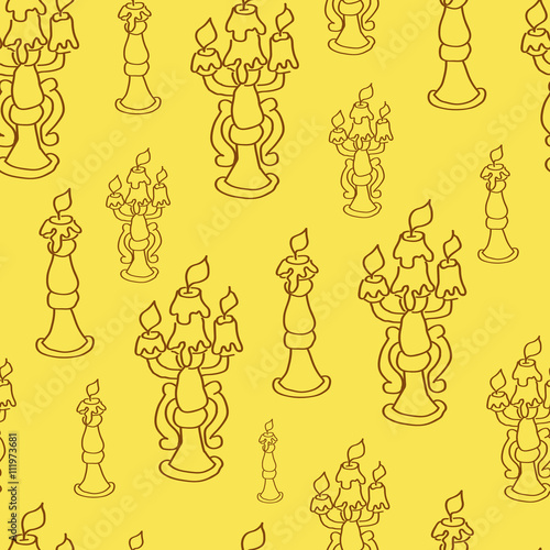 Candelabra, Seamless pattern with antique candelabras