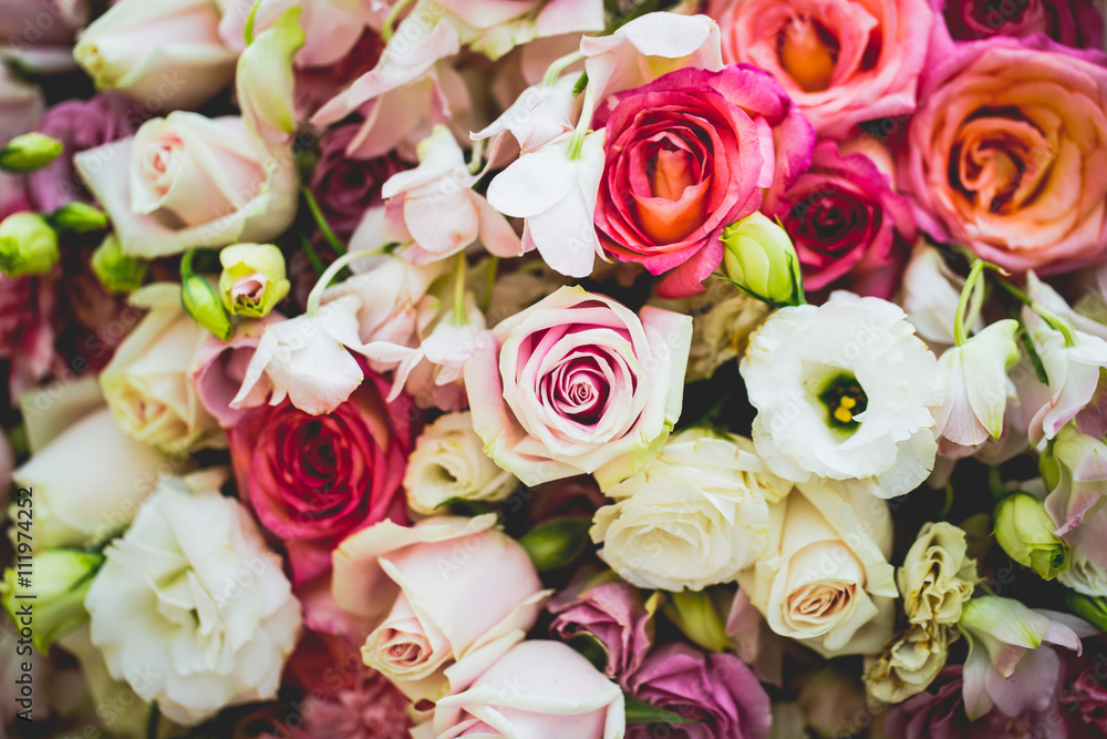 Fototapeta premium Beautiful flowers background for wedding scene