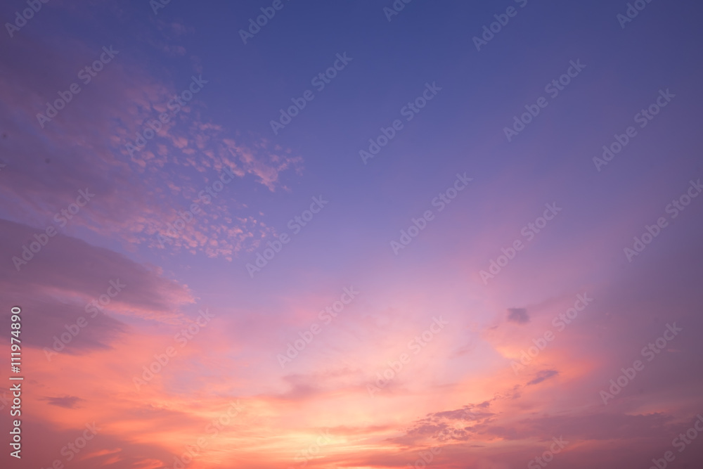 Colorful evening sunset with cloud in the sky. Summer season sun