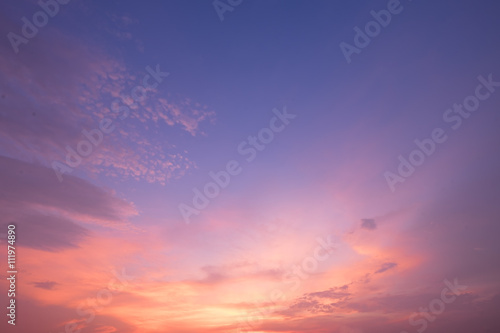 Fototapeta Naklejka Na Ścianę i Meble -  Colorful evening sunset with cloud in the sky. Summer season sun