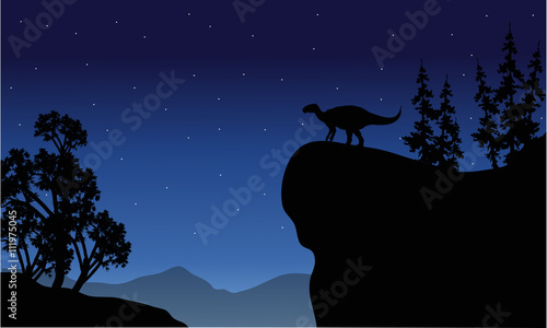 Silhouette of Iguanodon in cliff
