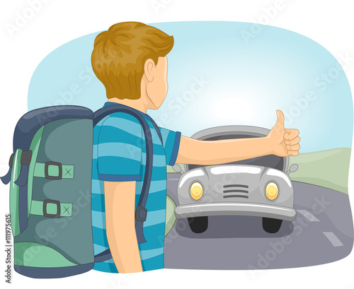 Teen Boy Hitch Hiking
