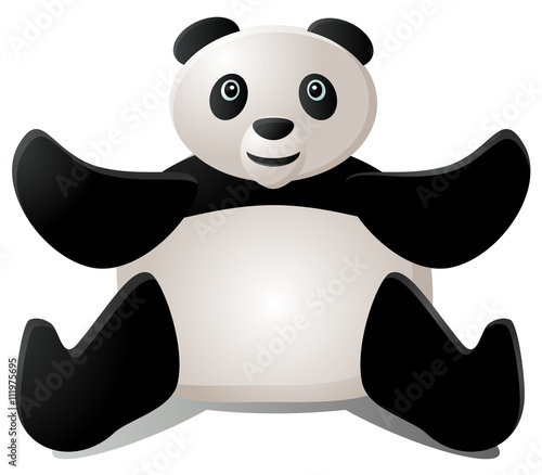 Fototapeta Naklejka Na Ścianę i Meble -  Sitting panda with two hands up vector image