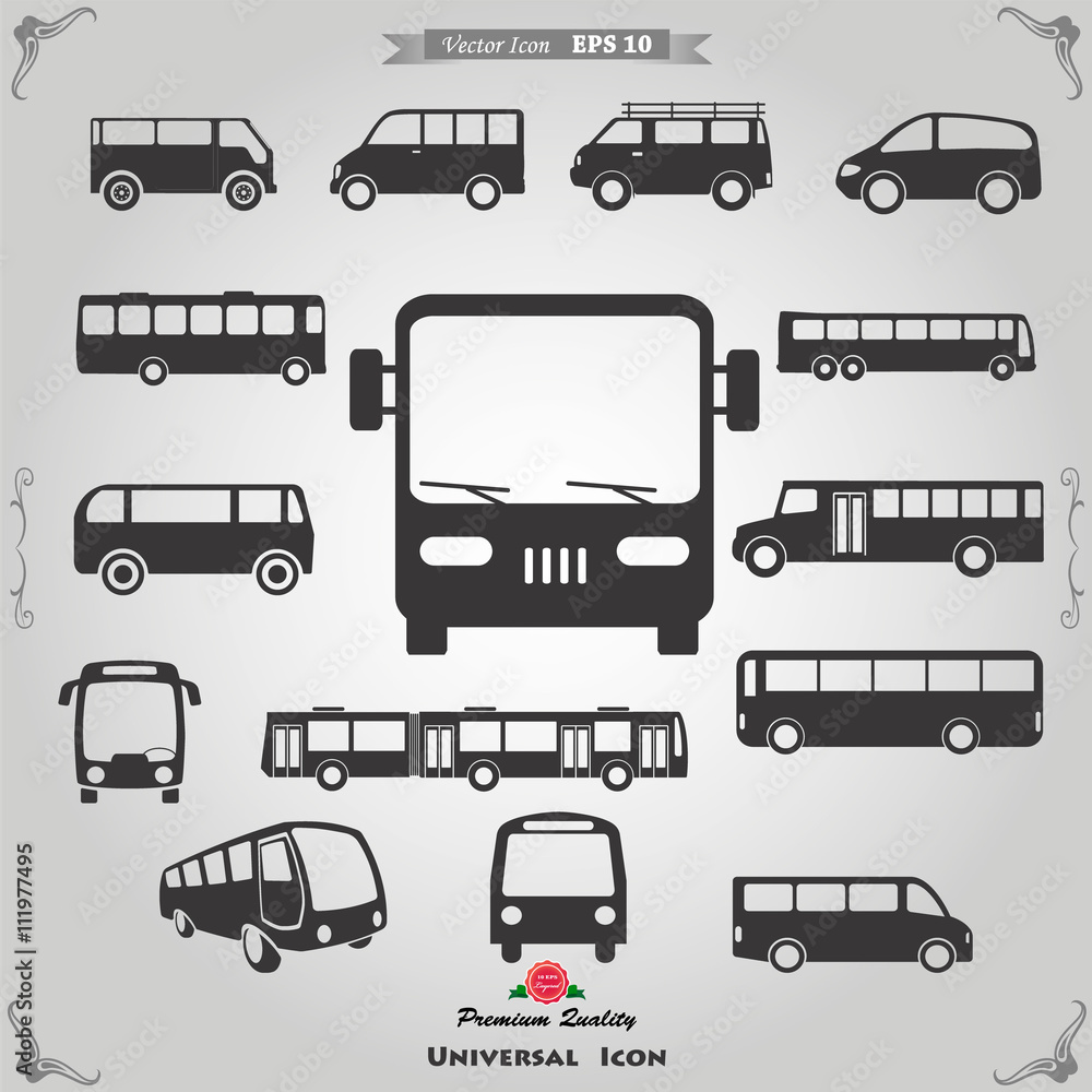 Vector set of different bus or van symbols Vector set of different bus or van symbols