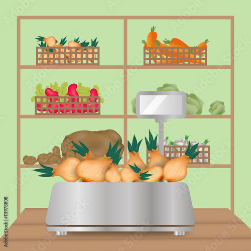 Fotografija vegetables with weighing-machine