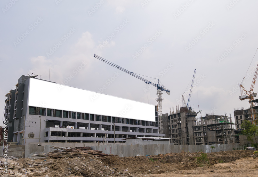Blank billboard on the construction site. Blank billboard on the construction site.