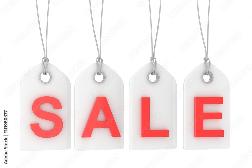 Colorful isolated sale labels on white background. Price tags. Special offer and promotion. Store discount. Shopping time. Red letters on white labels. 3D rendering. Colorful isolated sale labels on white background. Price tags. Special offer and promotion. Store discount. Shopping time. Red letters on white labels. 3D rendering.