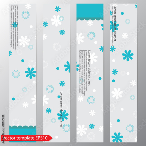 Set of vector flyers. Background of daisies and lace. Aquamarine © ignashova