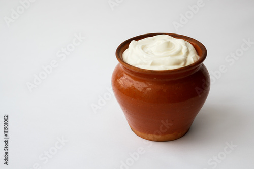 sour cream in a pot