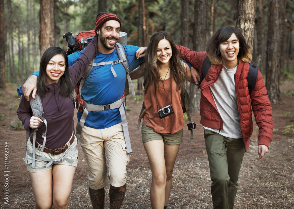 Trek Camping Friendship Adventure Backpack Concept Trek Camping Friendship Adventure Backpack Concept