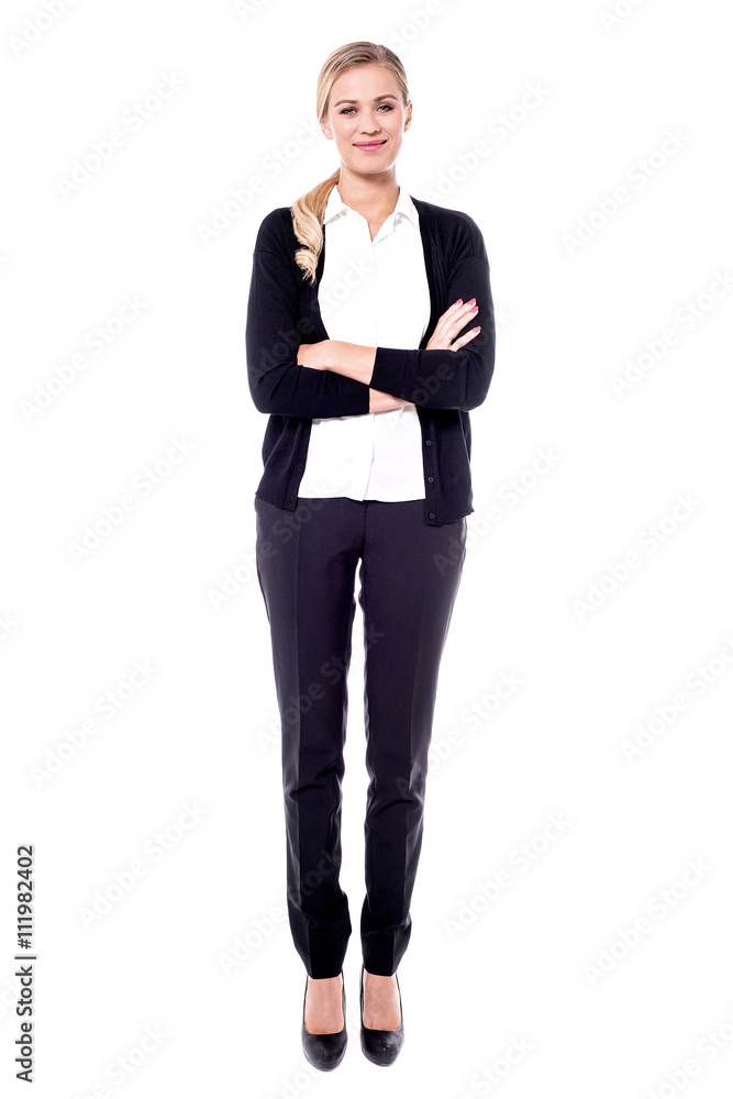 Confident young business woman in full length. Confident young business woman in full length.