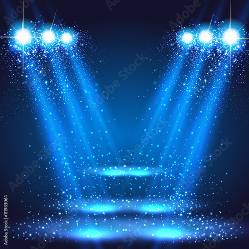 stage, light, spotlights shining in dark place background easy editable