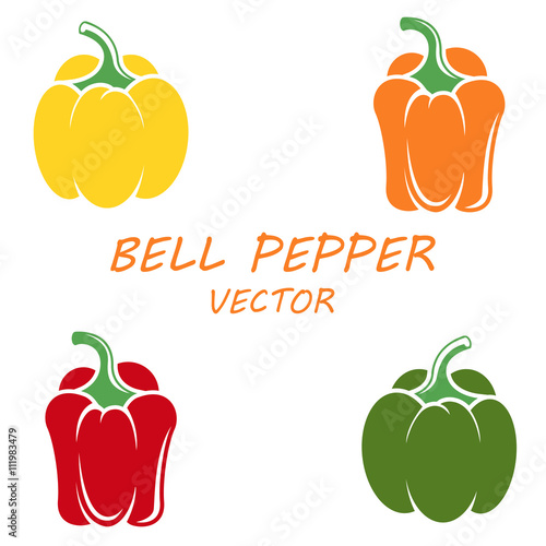 Vector flat bell peppers icons set